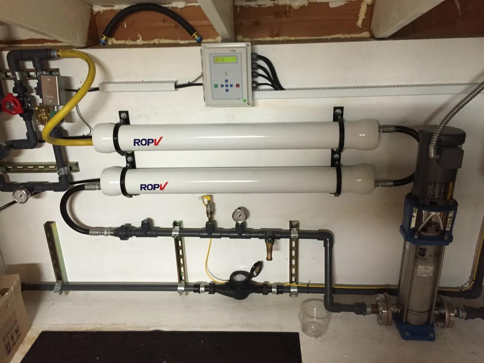 ROPV membrane housings and high-pressure booster for a high-demand home.